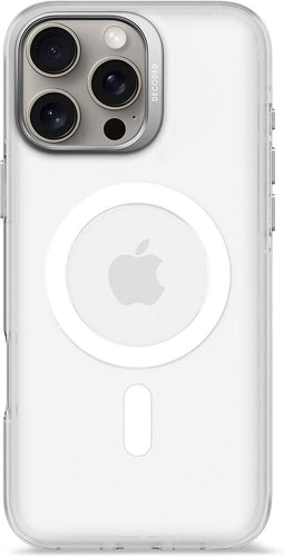 DECODED Clear Frosted Hoesje voor iPhone 16 Pro Max – Anti-Yellowing - 100% Gerecycleerd Materiaal – Geschikt voor MagSafe - Doorzichtig Hoesje – Wit