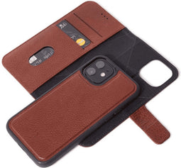 DECODED Detachable Wallet Case - iPhone 12 Mini - Afneembaar Hoesje met Pasjeshouder - Hoogwaardig Europees Leer - Magnetische Technologie van Apple - Bruin