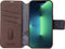 DECODED Detachable Wallet Case - iPhone 14 en 13 - Afneembaar Hoesje met Pasjeshouder - Hoogwaardig Europees Leer - Magnetische Technologie van Apple - Donker Bruin