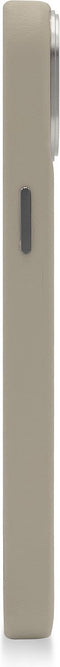 DECODED Embossed Back Cover - iPhone 14 Plus - Hoogwaardig Europees Leer - Hoesje met Metalen Knoppen - Magnetische Technologie van Apple - Beige, Grijs