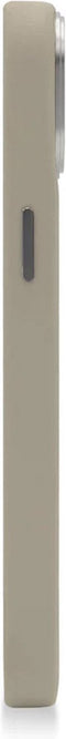 DECODED Embossed Back Cover - iPhone 14 Pro Max - Hoogwaardig Europees Leer - Hoesje met Metalen Knoppen - Magnetische Technologie van Apple - Beige, Grijs