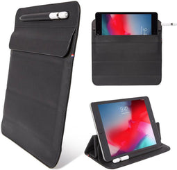 DECODED Foldable Sleeve geschikt voor iPad Mini, Samsung Tab S7/ S8 en Fire 7 - Hoogwaardig Europees Leer, Tablethoes tot 7.9" - Zwart