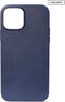 DECODED Leren Back Cover - iPhone 12 / 12 Pro - Hoogwaardig Europees Leer - Hoesje met Metalen Knoppen - Magnetische Technologie van Apple - Donker Blauw