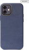 DECODED Leren Back Cover - iPhone 12 / 12 Pro - Hoogwaardig Europees Leer - Hoesje met Metalen Knoppen - Magnetische Technologie van Apple - Donker Blauw