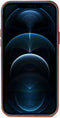 DECODED Leren Back Cover - iPhone 12 / 12 Pro - Hoogwaardig Europees Leer - Hoesje met Metalen Knoppen - Magnetische Technologie van Apple - Bruin