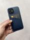 DECODED Leren Back Cover - iPhone 12 / 12 Pro - Hoogwaardig Europees Leer - Hoesje met Metalen Knoppen - Magnetische Technologie van Apple - Donker Blauw