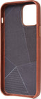 DECODED Leren Back Cover - iPhone 12 Mini - Hoogwaardig Europees Leer - Hoesje met Metalen Knoppen - Magnetische Technologie van Apple - Bruin