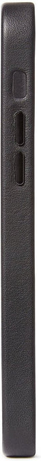 DECODED Leren Back Cover - iPhone 12 Mini - Hoogwaardig Europees Leer - Hoesje met Metalen Knoppen - Magnetische Technologie van Apple - Zwart