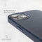 DECODED Leren Back Cover - iPhone 13 - Hoogwaardig Europees Leer - Hoesje met Metalen Knoppen - Magnetische Technologie van Apple - Donker Blauw