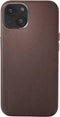 DECODED Leren Back Cover - iPhone 13 - Hoogwaardig Europees Leer - Hoesje met Metalen Knoppen - Magnetische Technologie van Apple - Bruin