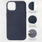 DECODED Leren Back Cover - iPhone 13 - Hoogwaardig Europees Leer - Hoesje met Metalen Knoppen - Magnetische Technologie van Apple - Donker Blauw