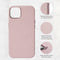 DECODED Leren Back Cover - iPhone 13 - Hoogwaardig Europees Leer - Hoesje met Metalen Knoppen - Magnetische Technologie van Apple - Roze