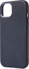 DECODED Leren Back Cover - iPhone 13 - Hoogwaardig Europees Leer - Hoesje met Metalen Knoppen - Magnetische Technologie van Apple - Donker Blauw