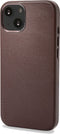 DECODED Leren Back Cover - iPhone 13 - Hoogwaardig Europees Leer - Hoesje met Metalen Knoppen - Magnetische Technologie van Apple - Bruin
