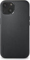 DECODED Leren Back Cover - iPhone 13 Mini - Hoogwaardig Europees Leer - Hoesje met Metalen Knoppen - Magnetische Technologie van Apple - Zwart