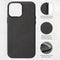DECODED Leren Back Cover - iPhone 13 Pro Max - Hoogwaardig Europees Leer - Hoesje met Metalen Knoppen - Magnetische Technologie van Apple - Zwart