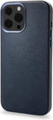 DECODED Leren Back Cover - iPhone 13 Pro Max - Hoogwaardig Europees Leer - Hoesje met Metalen Knoppen - Magnetische Technologie van Apple - Donker Blauw