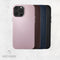 DECODED Leren Back Cover - iPhone 13 Pro Max - Hoogwaardig Europees Leer - Hoesje met Metalen Knoppen - Magnetische Technologie van Apple - Roze