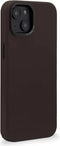 DECODED Leren Back Cover - iPhone 14 - Hoogwaardig Europees Leer - Hoesje met Metalen Knoppen - Magnetische Technologie van Apple - Donker Bruin