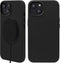 DECODED Leren Back Cover - iPhone 14 - Hoogwaardig Europees Leer - Hoesje met Metalen Knoppen - Magnetische Technologie van Apple - Zwart