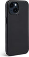 DECODED Leren Back Cover - iPhone 14 Plus - Hoogwaardig Europees Leer - Hoesje met Metalen Knoppen - Magnetische Technologie van Apple - Zwart