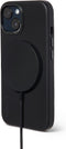 DECODED Leren Back Cover - iPhone 14 Plus - Hoogwaardig Europees Leer - Hoesje met Metalen Knoppen - Magnetische Technologie van Apple - Zwart
