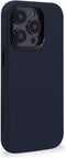 DECODED Leren Back Cover - iPhone 14 Pro Max - Hoogwaardig Europees Leer - Hoesje met Metalen Knoppen - Magnetische Technologie van Apple - Navy