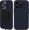 DECODED Leren Back Cover - iPhone 14 Pro Max - Hoogwaardig Europees Leer - Hoesje met Metalen Knoppen - Magnetische Technologie van Apple - Navy