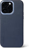 DECODED Leren Back Cover - iPhone 14 Pro Max - Hoogwaardig Europees Leer - Hoesje met Metalen Knoppen - Magnetische Technologie van Apple - Navy