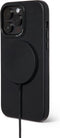 DECODED Leren Back Cover - iPhone 14 Pro Max - Hoogwaardig Europees Leer - Hoesje met Metalen Knoppen - Magnetische Technologie van Apple - Zwart