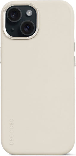 DECODED Leren Hoesje voor iPhone 15 - Hoogwaardig Europees Leer - Geschikt voor MagSafe - Clay Beige