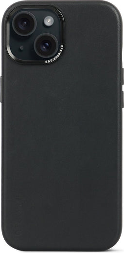 DECODED Leren Hoesje voor iPhone 15 - Hoogwaardig Europees Leer - Geschikt voor MagSafe - Zwart
