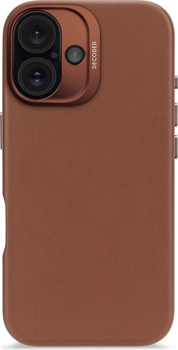 DECODED Leren Hoesje voor iPhone 16 - Gemaakt van Premium ECCO Leer - Geschikt voor MagSafe - Bruin