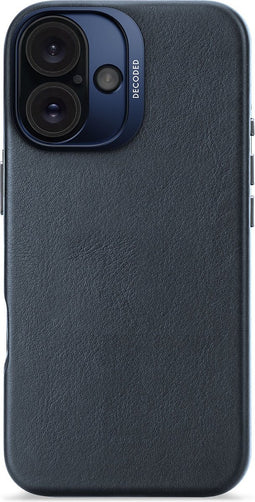 DECODED Leren Hoesje voor iPhone 16 - Gemaakt van Premium ECCO Leer - Geschikt voor MagSafe - Navy Blauw
