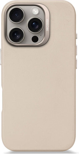 DECODED Leren Hoesje voor iPhone 16 Pro - Gemaakt van Premium ECCO Leer - Geschikt voor MagSafe - Clay Beige