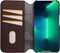 DECODED Wallet Case - iPhone 14 - Hoesje met Pasjeshouder - Hoogwaardig Europees Leer - Magnetische Technologie van Apple - Bruin