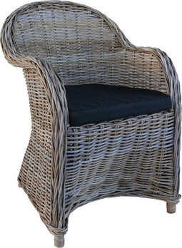 Decomeubel Rotan Stoel Kubu Grey met zwart Kussen - 1 stoel