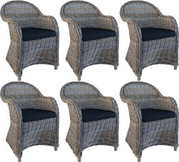 Decomeubel Rotan Stoel Kubu Grey met zwart Kussen - set van 6 stoelen
