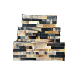 Decoratie Box Opberg Doos Beige Bruin Zwart Hoorn XS