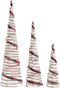 Decoratie DKD Home Decor Kerstmis LED Kegels 3 Onderdelen Rotan (20 x 20 x 80 cm)