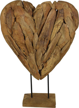 Decoratie Hart large - teak