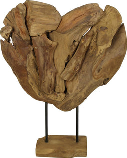 Decoratie Hart Medium - 43x10x60 - Naturel - Teak