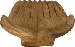 Decoratie schaal open handen - 35x30x10 - Blank - Teakhout