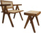 Decoratief bankje - 42x32x45 - Naturel - Teak/rotan