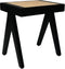 Decoratief bankje - 42x32x45 - Zwart/naturel - Mahonie/rotan