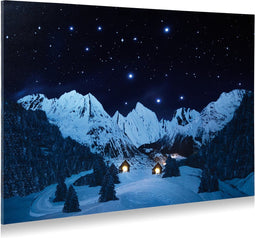 Decoratief Beeld - Achtergrond Canvas Berglandschap Nacht - Aluminium - My Village - 56 X 76 Cm