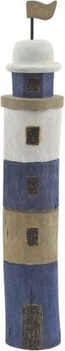 Decoratief Beeld - Wit/blauw - Hout - Parlane - Wit En Blauw - 15 X 15 Cm