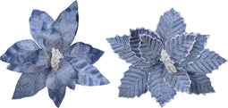 Decoratieve Bloem Blauw Polyester Kerstmis (Ø 34 x 6 cm)