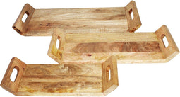 Decoratieve dienbladen - Naturel - Mangohout - Set van 3
