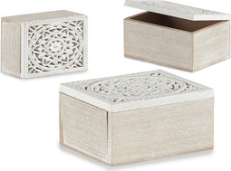Decoratieve Doos 16 x 8 x 11 cm Hout (6 Stuks)